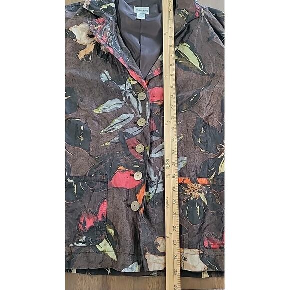 Chico’s Shacket Womens Sz 2 L Button Up Fall Frolic Fuego Hot Fudge Brown - Picture 7 of 8